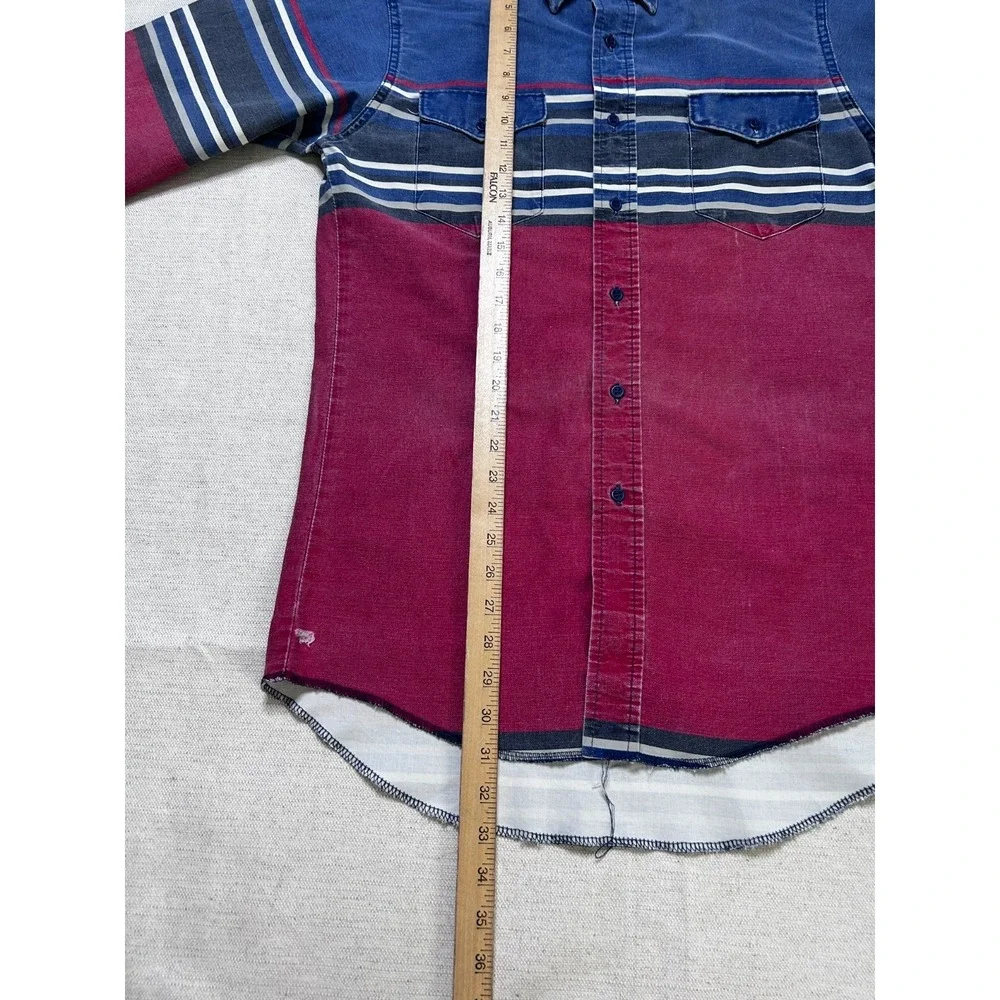 Vintage Wrangler X-Long Tails Denim Shirt Men's 15-33 Blue Button Up Western USA